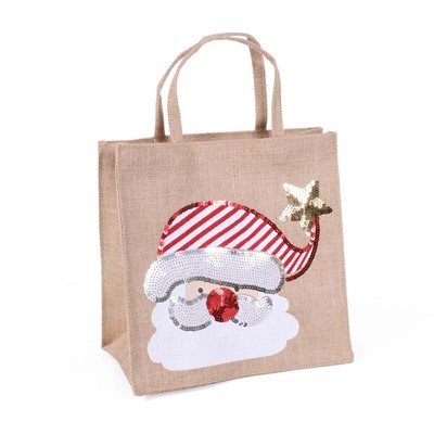 Borsina juta naturale viso babbo con paillettes 20x12h20