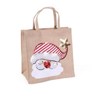 Borsina juta naturale viso babbo con paillettes 20x12h20