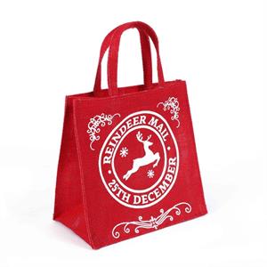 Borsina juta rossa scritta Reindeer mail 20x12h20