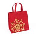 Borsina juta rossa stampa fiocco neve oro 15x12h15