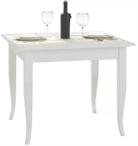 TAVOLO PRANZO ABETE BIANCO GAMBA A SCIABOLA 80X80 MADEIN ITALY