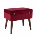 Sgabello valigia in mdf e velluto rosso 50X35H45