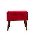 Sgabello valigia in mdf e velluto rosso 50X35H45