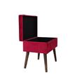 Sgabello valigia in mdf e velluto rosso 50X35H45
