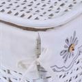 BAULE BAMBU' BIANCO FODERA FIORI GRIGI 65X40H42 SET TRE PEZZI 