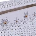 BAULE BAMBU' BIANCO FODERA FIORI GRIGI 65X40H42 SET TRE PEZZI 