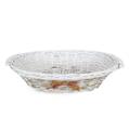 Cesto vimini ovale bianco nastro oro 54/49x39X12