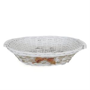 Cesto vimini ovale bianco nastro oro 42/38X28X10