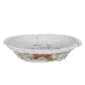 Cesto vimini ovale bianco nastro oro 42/38X28X10