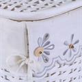 PORTABIANCHERIA BAMBU' BIANCO FODERA FIORI GRIGI SET TRE PEZZI 48X36H58 