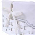 CESTO BAMBU' BIANCO RETTANGOLARE FODERA FIORI GRIGI 43X30H18 SET TRE PEZZI