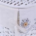 SCATOLA BAMBU' BIANCA RETTANGOLARE FODERA FIORI GRIGI 38X29H22 SET TRE PEZZI