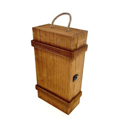 Cassetta abete brunita 2 bottiglie 37x21,5x10