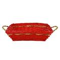 Cesto vimini rosso rettangolare manici oro 41X32H12