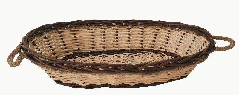 Cesto vimini grosso ovale con manici corda 53x34h13