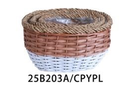 Cesto vimini ovale portavaso bordo corda 38X29XH22 S3