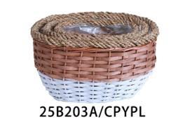 Cesto vimini ovale portavaso bordo corda 38X29XH22 S3