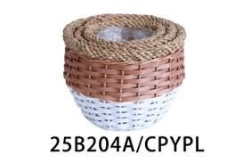 Cesto vimini rotondo portavaso bordo corda dia.29XH22 S3