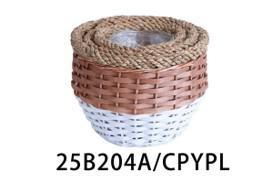 Cesto vimini rotondo portavaso bordo corda dia.29XH22 S3