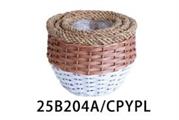 Cesto vimini rotondo portavaso bordo corda dia.29XH22 S3