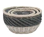Cesto vimini ovale portavaso bordo cotone  37X27XH22 S3
