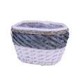 Cesto vimini ovale portavaso bordo cotone  37X27XH22 S3