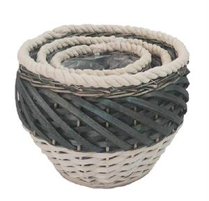 Cesto vimini rotondo portavaso bordo cotone dia.29XH22 S3