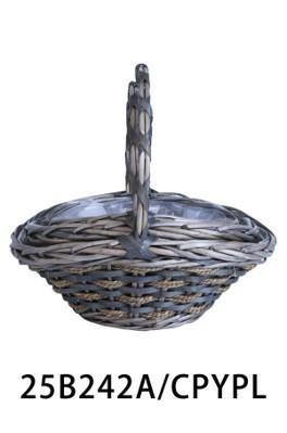 Cesto ovale vimini grigio cordoncino manico 41X30XH7X15/32 S3