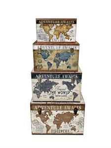 Baule in mdf e PU - Adventure - 60X40H42  S4 | Made in China