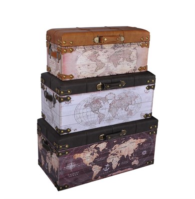 Baule in mdf e PU -Planisfero- 70X35H35 S2 | Made in China