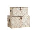 Baule in legno nat. ed ecopelle 49X28H28 S2 | Made in China