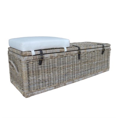 BAULE IN GIUNCO GRIGIO C/ CUCSINO 150X45H45 MADE IN INDONESIA