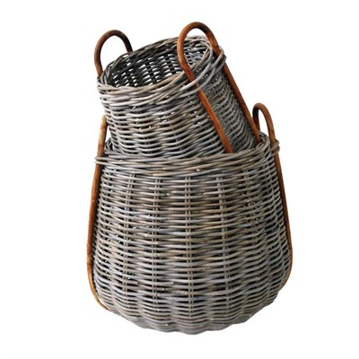 CESTO BOMBATO GIUNCO GRIGIO S2 D52H55 - D40H45 MADE IN INDONESIA