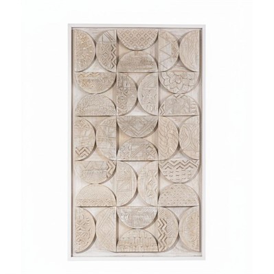 Pannello Tamil in mango intagliato sbiancato 40X113X4