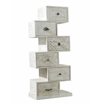 Cassettiera Goa sfalsata in mango sbiancato 6 cassetti 50X30H120