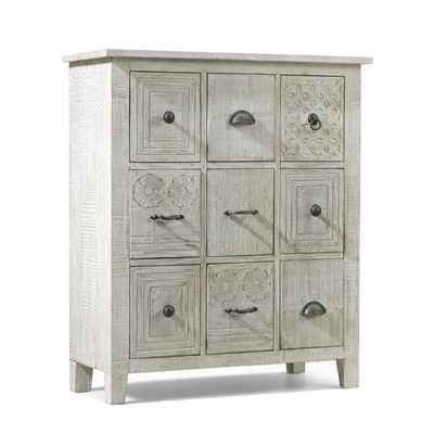 Cassettiera in mango sbiancato 9 cassetti 76X33H87