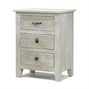 Comodino Goa in mango sbiancato 3 cassetti 50X30H60