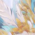 Quadro dipinto con cornice oro - Piume dell'Olimpo - 140x70