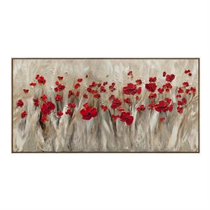 Quadro dipinto con cornice noce - Papaveri Rossi - 140x70