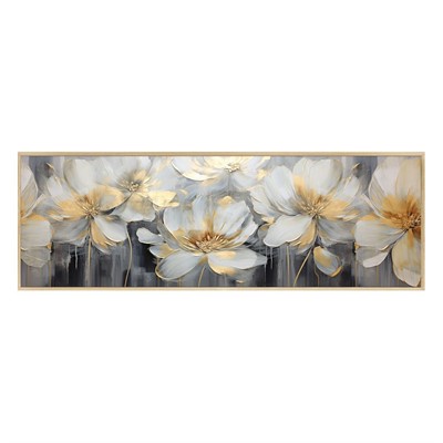 Quadro dipinto con cornice naturale - Magnolia - 120x40
