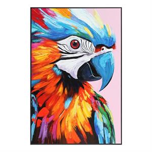 Quadro dipinto con cornice nera - Papagallo - 80x120