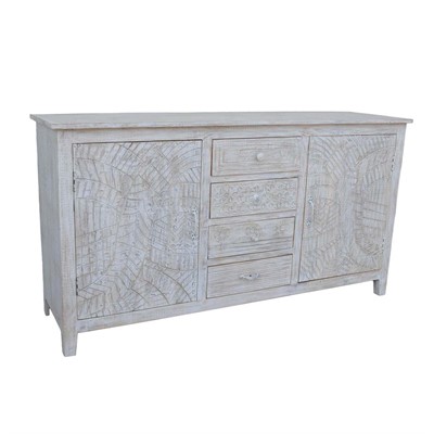 Credenza Goa in mango sbiancato 3 cassetti 2 ante 160X45H85