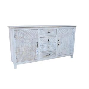 Credenza Goa in mango sbiancato 4 cassetti 2 ante 160X45H85
