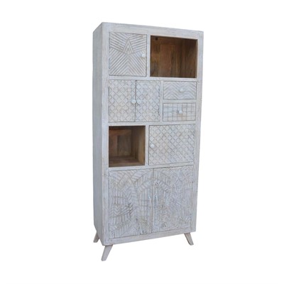 Libreria Goa in mango sbiancato 2 cassetti e 5 ante 80X40H180