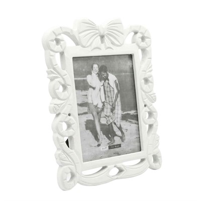 Portafoto intagliato fiocco in mdf bianco 20X27 | foto 12x16