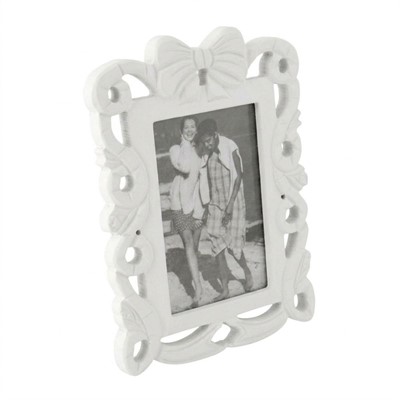 Portafoto intagliato fiocco in mdf bianco 17X23 | foto 10x14