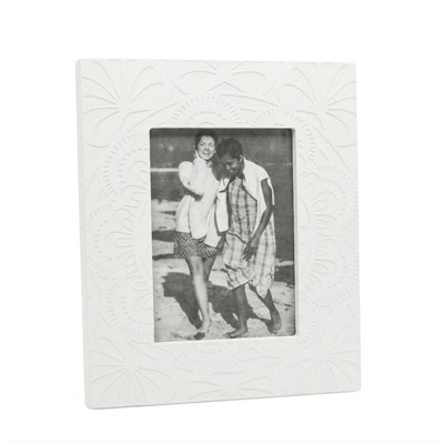 Portafoto Foglie intagliate in mdf bianco 17X22 | foto 9x14