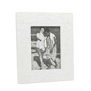 Portafoto Foglie intagliate in mdf bianco 17X22 | foto 9x14