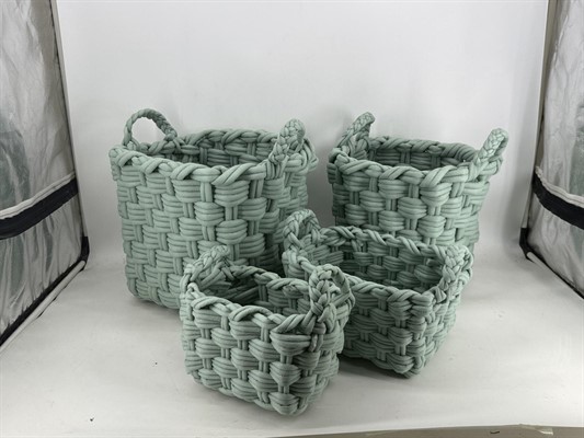 Cesto TNT rettangolare verde salvia 2 manici S4