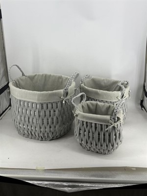 Cesto TNT rett. ovale foderato grigio 2 manici S3